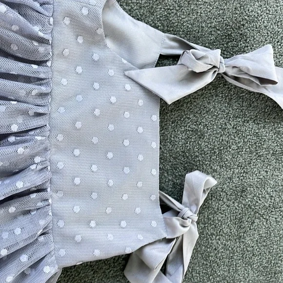 Maisonette Maison Me Polka Dot Gray Anja Tulle Dress “Dusty Blue” - Picture 6 of 12